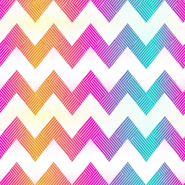 Arco iris color zigzag patrón sin costura — Vector de stock