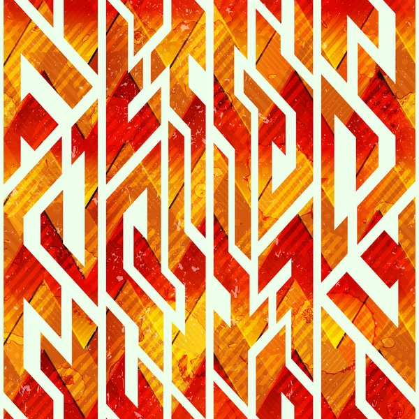 Fire color geometric seamless pattern — Stock Vector