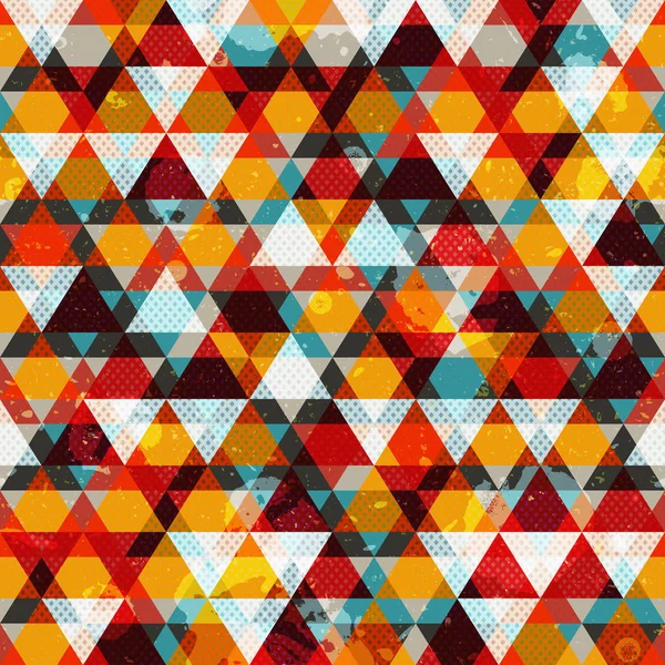 Vintage triangle seamless pattern with grunge effect — Stock Vector