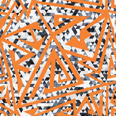 Turuncu renkli mozaik üçgen desen