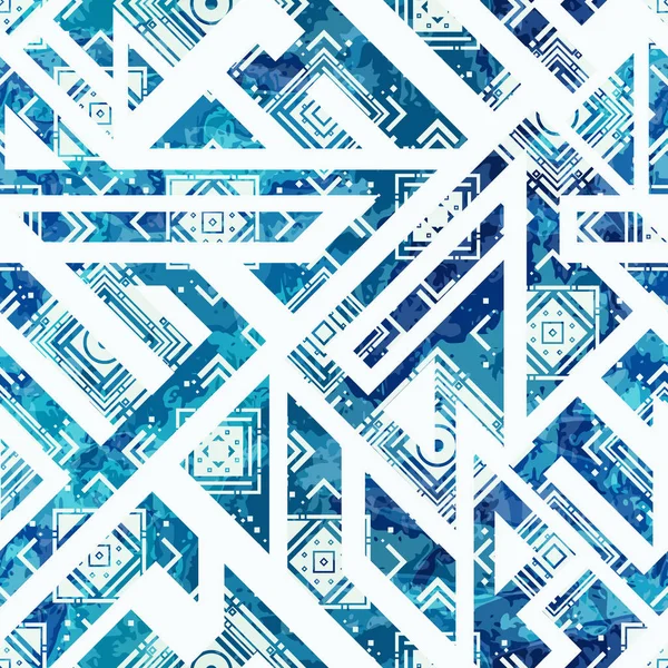 Blå geometriska seamless mönster — Stock vektor