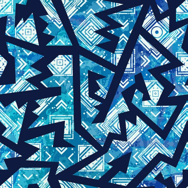 블루 부족 완벽 한 패턴 — 스톡 벡터