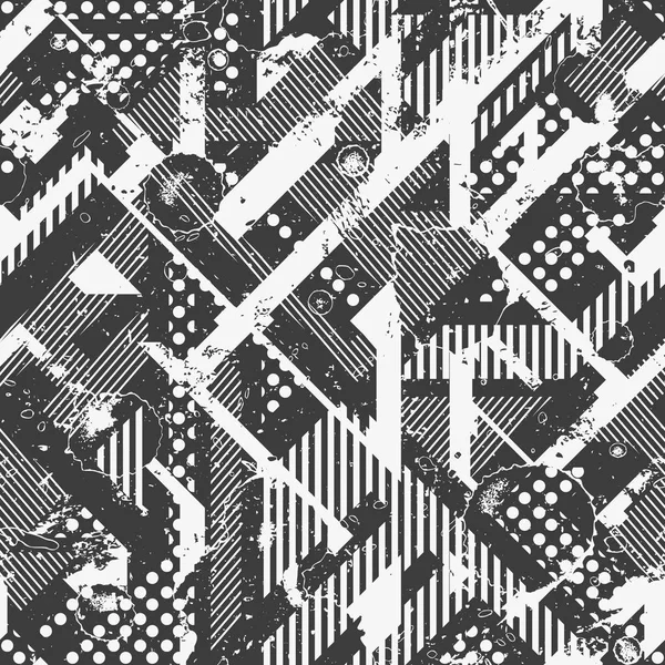 Grunge monochrome motif sans couture — Image vectorielle