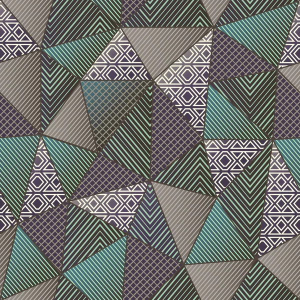 Triangles en tissu de couleur verte. Modèle sans couture — Image vectorielle