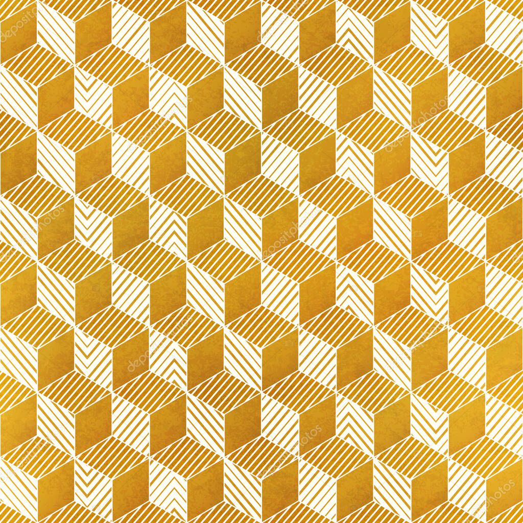 Yellow color geometric seamless pattern.