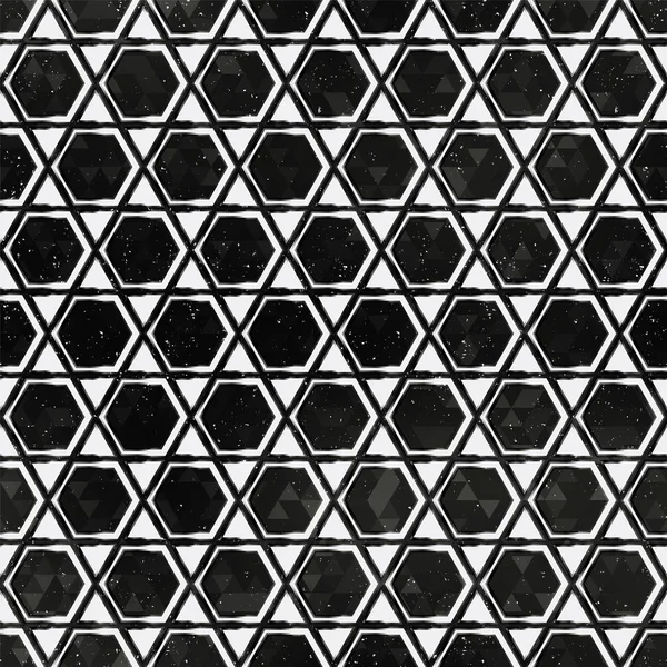 Černý mozaikový vzor s grunge efektem. — Stockový vektor