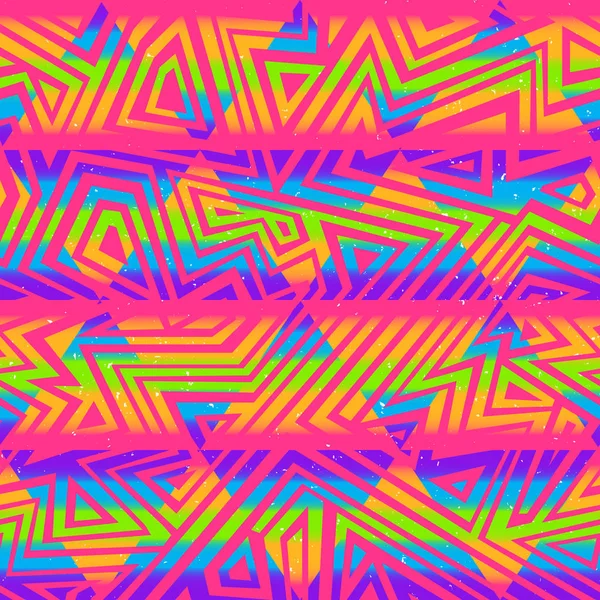 Ψυχεδελικά χρώματα τρίγωνο αδιάλειπτη μοτίβο. — Διανυσματικό Αρχείο