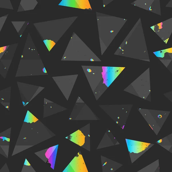 Abstract triangle seamless pattern with colored grunge texture. — 스톡 벡터