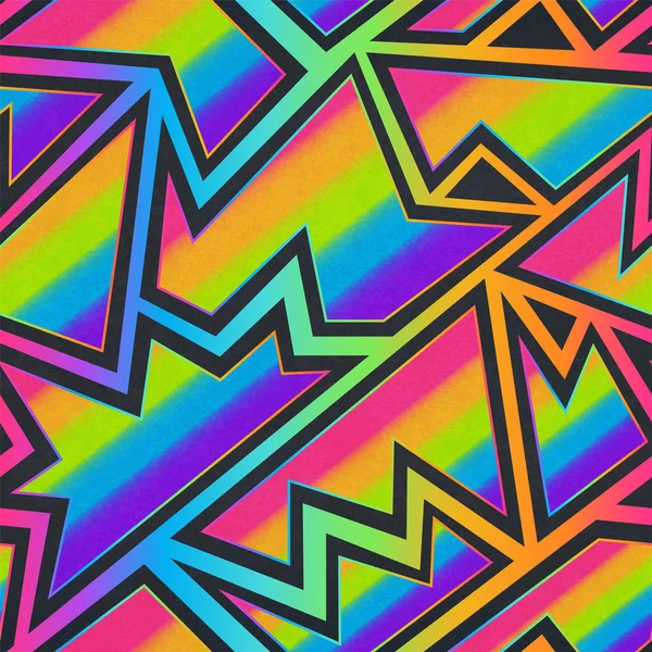 Abstract regenboog geometrisch naadloos patroon. — Stockvector