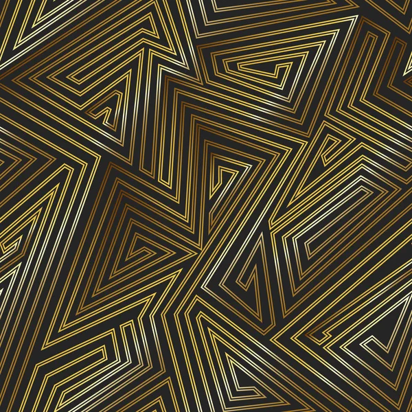 Guld färg labyrint sömlöst mönster. — Stock vektor