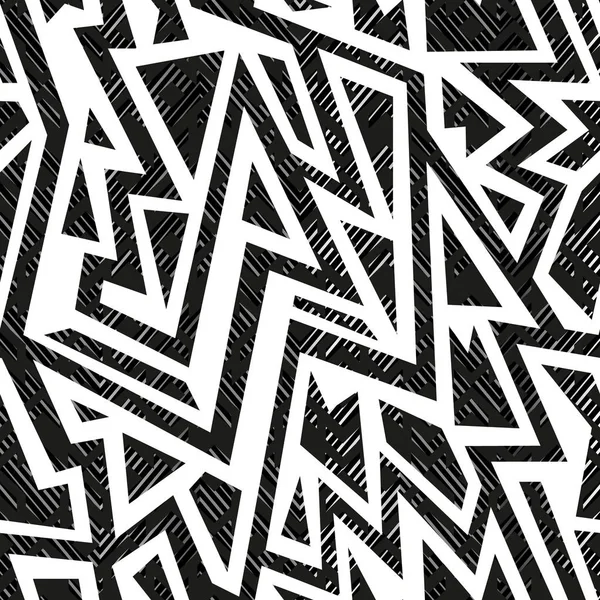 Zwart-wit tribal naadloze geometrische patroon — Stockvector