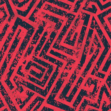 grunge etkisi ile seamless modeli kırmızı endüstriyel labirent