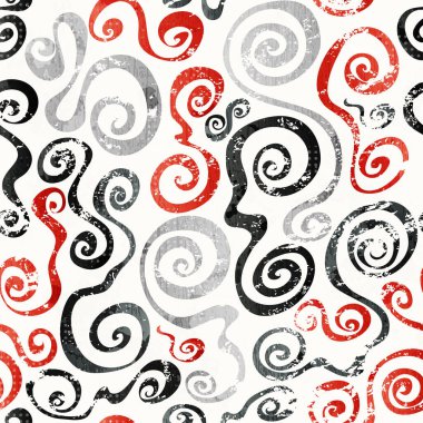 Kırmızı swirls grunge etkisi ile seamless modeli