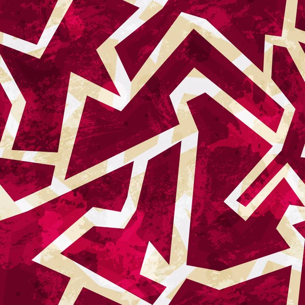 Röd geometriska seamless mönster med grunge effekt — Stockfoto