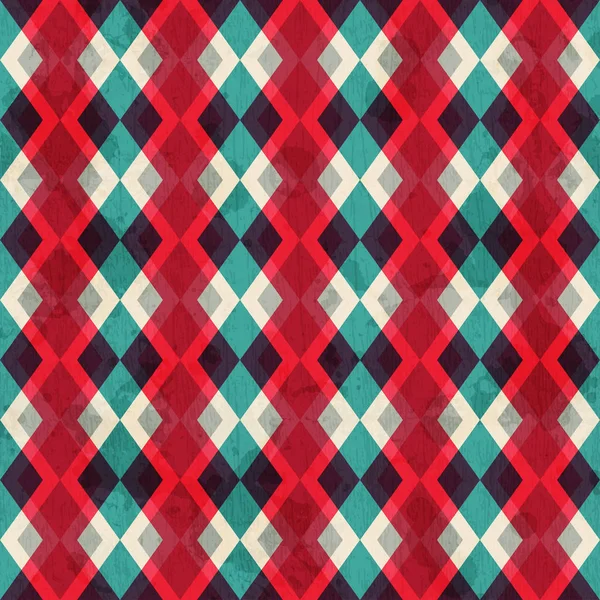 グランジ効果と赤い菱形シームレスなパターン — ストック写真