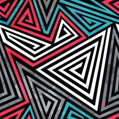 Grunge üçgen spiraller seamless modeli