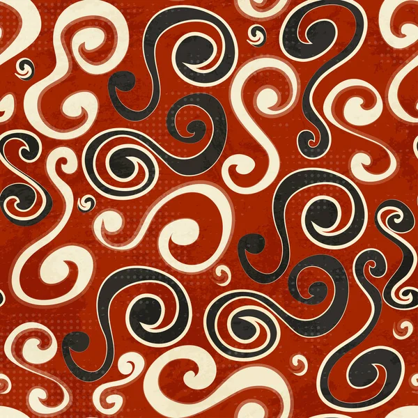Vintage courbes rouges motif sans couture avec effet grunge — Photo