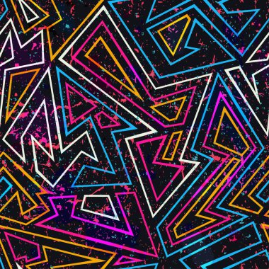 Grunge etkisi olan psikedelik geometrik kusursuz desen