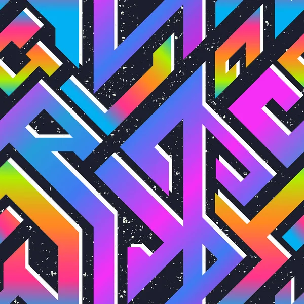 Retro Regenboog Geometrisch Patroon Met Grunge Effect Eps Vector Bestand — Stockfoto