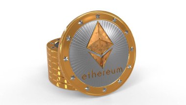 Beyaz bacground bazı ethereum sikkelerin 3D