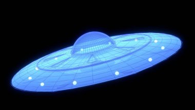 bir ovni uzayda, 3d render, 3D hologram
