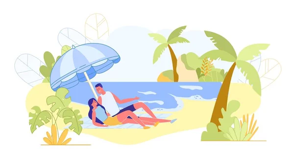 Bright Banner, Vacaciones en el Mar con su Amado . — Archivo Imágenes Vectoriales