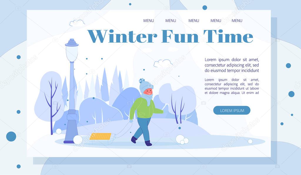Winter Fun Time and Happy Childhood Landing Page
