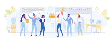 Mutlu İş Ekibi Ofiste Doğum gününü Kutluyor