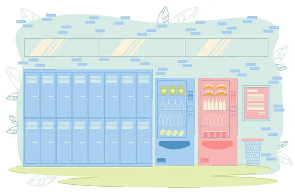 Школьные металлические шкафчики для хранения вещей и одежды — стоковый вектор