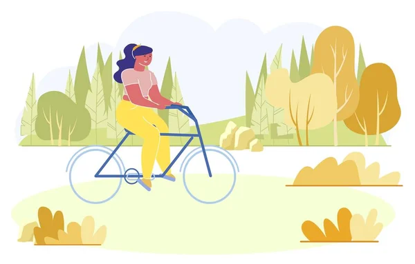 Meisje op de fiets rijden in Park Vector Illustratie. — Stockvector