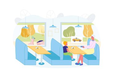 Büyükanne ve torunu yemekten sonra taksi çağırıyorlar.