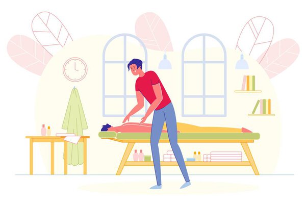 Дружелюбный человек проводит терапевтический массаж дома
