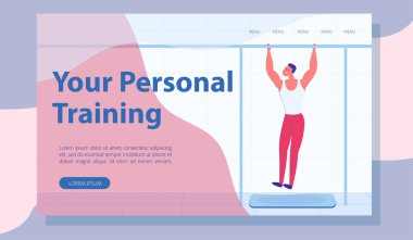 Pulling up Personal Training Cartoon Landing Page