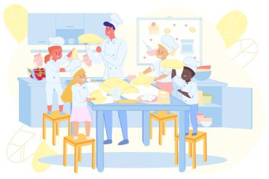Şefin rehberliğinde Ev Yapımı Pizza Yapan Çocuklar.