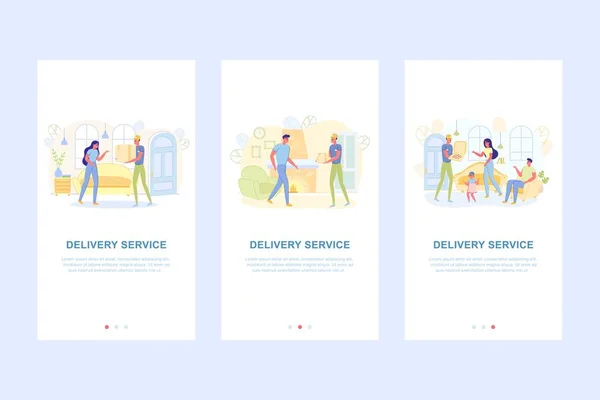 Delivery Service Set Appscreens, Ordering Parcel. — ストックベクタ