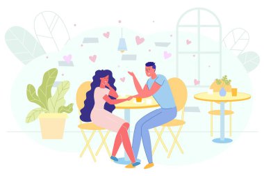 Cafe, Banner 'da Romantik Sevgili Çifti.