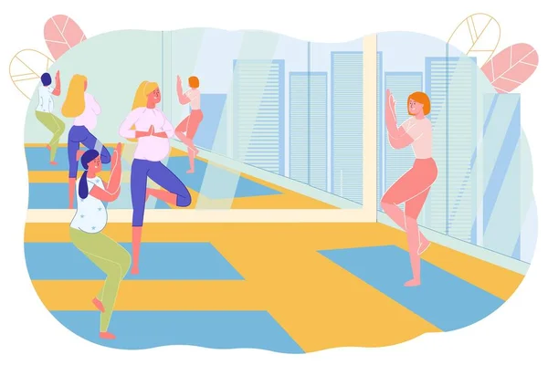 Cours de yoga pour femme enceinte avec instructeur . — Image vectorielle