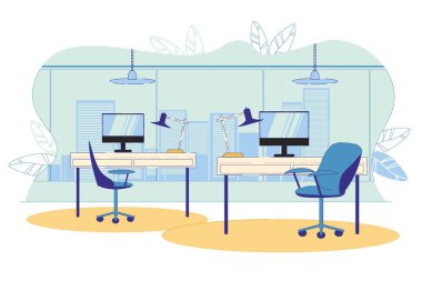 Panoramik Pencereli Ofis İç Arkaplanı.