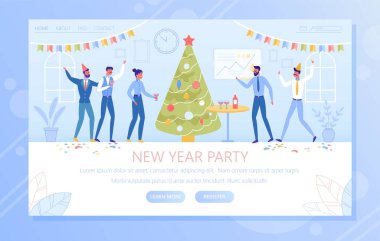 New Year Party Scene with Joyful Business People.