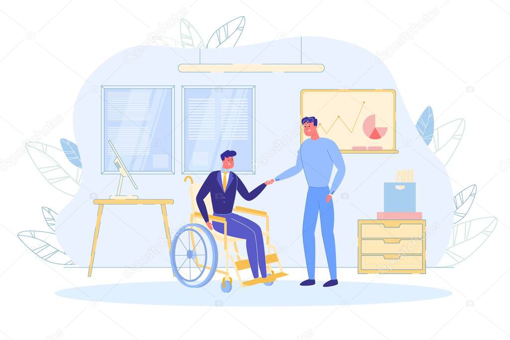 Businessman Greeting New Colleague - Disabled Man.