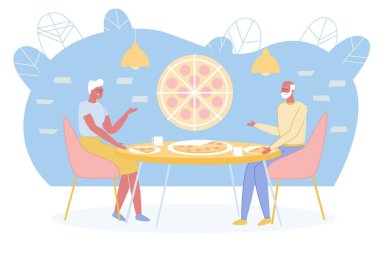 Elderly Active Couple Visits Pizzeria Restaurant.