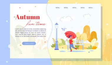 Autumn Fun Time for Kids Landing Page Flat Design
