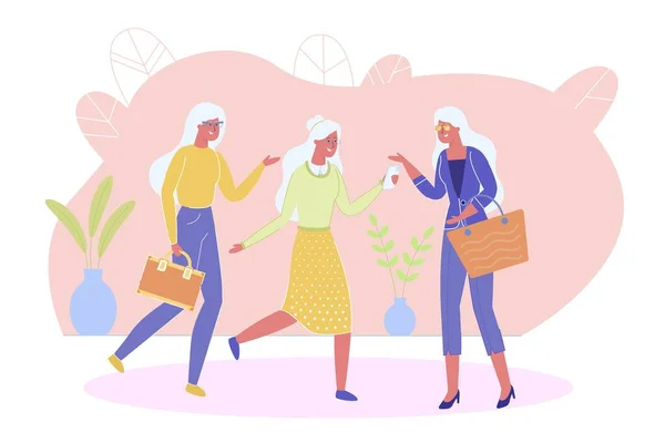 Senior Ladies Shopping and Have Good Time Together — Stockvector