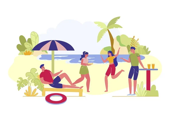 Classmates Carefree Weekend at Tropical Resort. — Stockvector