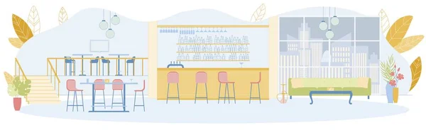 Lounge bar nebo kavárna, kavárna interiér. — Stockový vektor