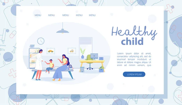 Healthy Child Vector Landing Page with Copy Space — Stock Vector