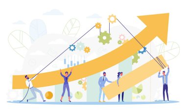 Growing Business Concept, People Holding Arrow.