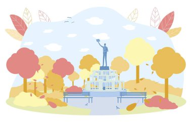 Monument on Fountain in Center Public Nature Park