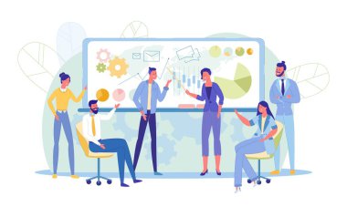 Team is Discussing New Project on Whiteboard.