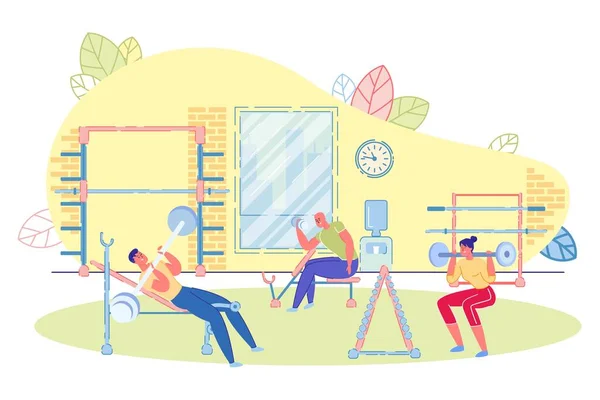 Les gens différents Physique et l'âge de l'entraînement en salle de gym . — Image vectorielle